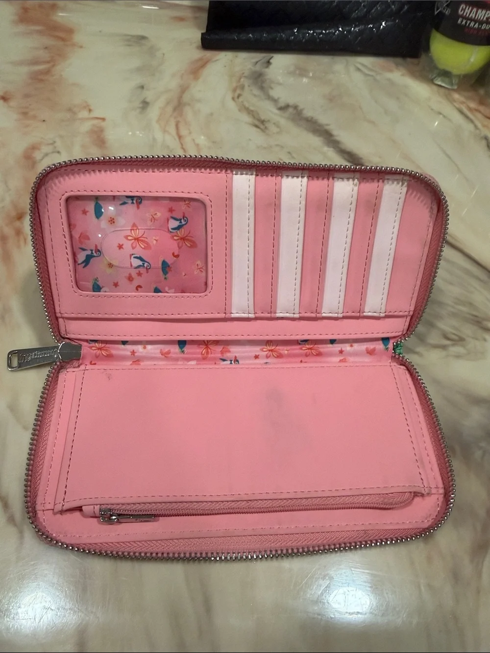 Loungefly Kids Teal Blue Penguin Zip Wallet with Pink Accent